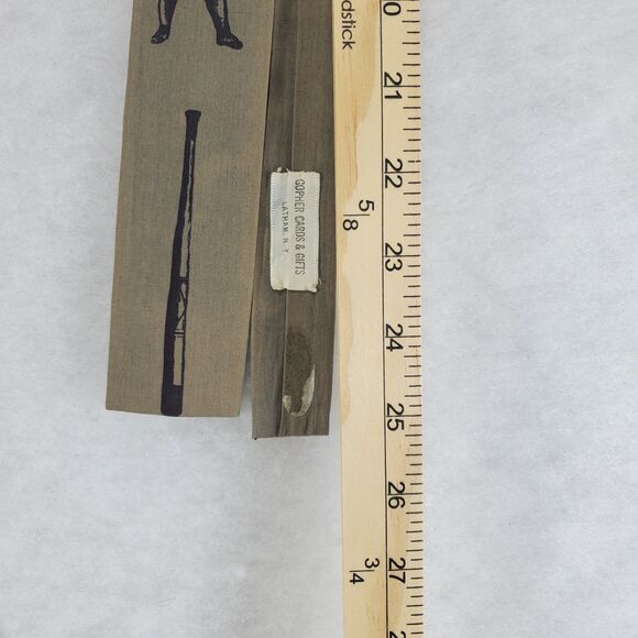 Vintage Square Bottom Rooster Tie Baseball Old Fashioned Necktie Black Graphic - Picture 9 of 9